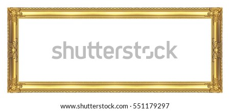 Antique golden frame isolated on white background, clipping path.