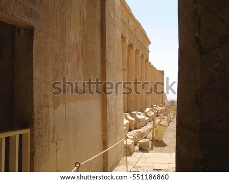 ancient ruins of Egypt, murall paintings and columns in the Valley of the Kings, near Luxor