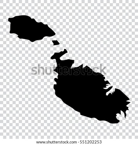 Transparent map - high detailed black map of Malta. Vector illustration eps 10. Royalty-Free Stock Photo #551202253