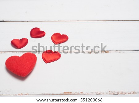 Valentine festival , New year  gift box and red heart  on wood background for create idea copy space.