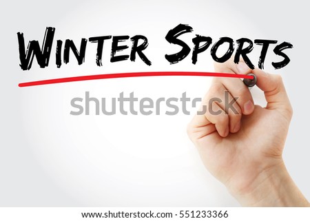Hand writing Winter sports with marker, sport concept background