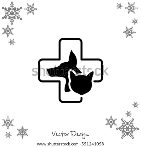Web line icon. Veterinary medicine icon (dog, cat and cross).