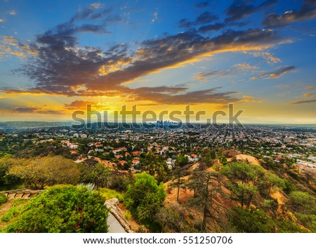 colorful sunset in L.A., California