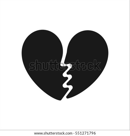 Broken heart symbol sign silhouette icon on background
