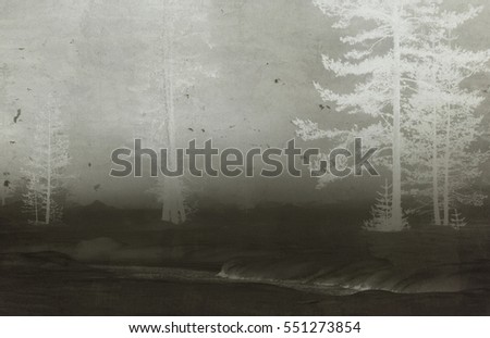 grunge horror textured abstract woods, vintage style 