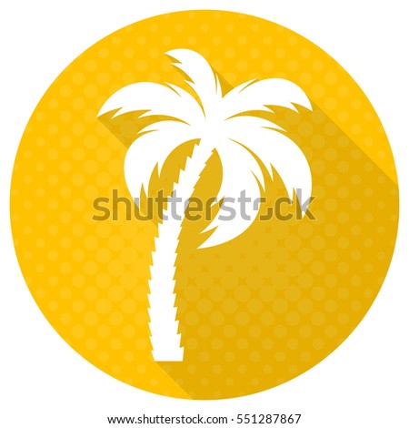 White vector palm tree round flat icon