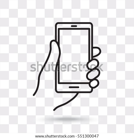 Line icon- Mobile phone in hand Royalty-Free Stock Photo #551300047