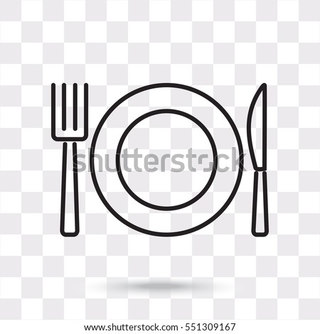 Line icon- plate, knife and fork Royalty-Free Stock Photo #551309167