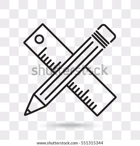 Line icon- Pencil and ruler Royalty-Free Stock Photo #551315344