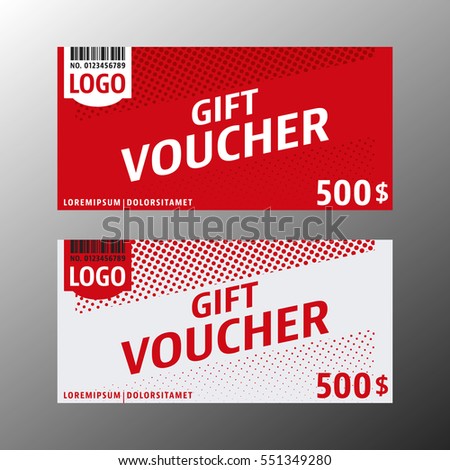 Gift voucher template. Two gift certificate layout. Vector illustration