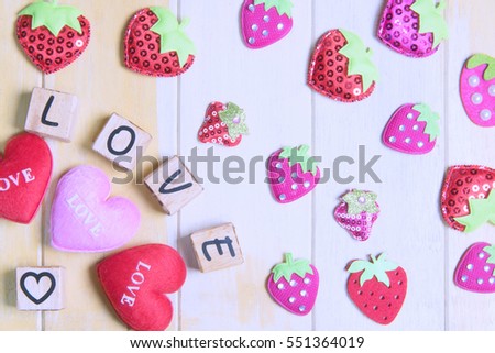 Heart with wooden alphabet concept of Valentine's Day