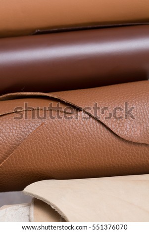 Close up of some leather rolls isolated. High resolution photo,