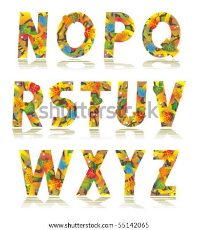 Autumn vector alphabet set letters N - Z