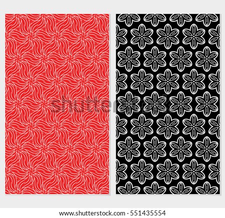 set of Damask floral seamless pattern. Luxury texture for wallpaper, invitation. Vector illustration. Black, red background