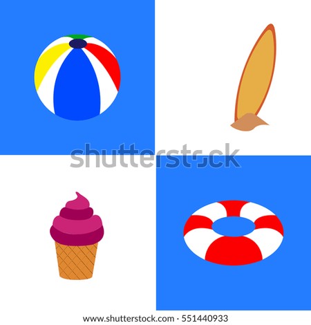 Set of different summer icons, Vector illustration