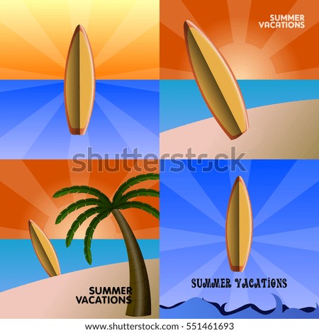 Set of colored summer vacation graphic designs, Vector illustration