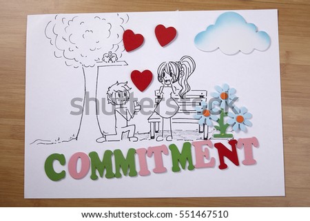 art drawing of man holding diamond ring propose to his girl friend