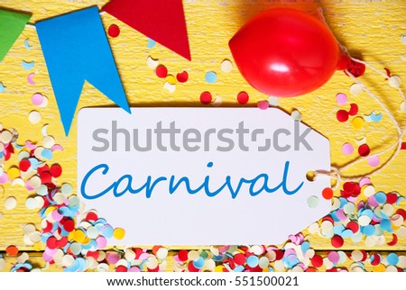 Party Label With Balloon, Text Carnival, Macro
