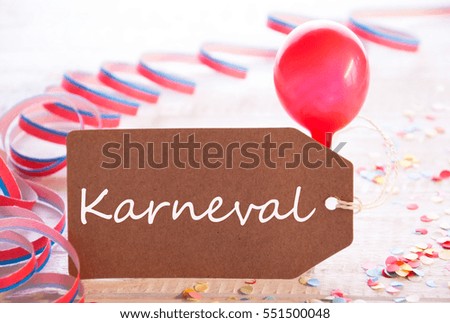 Party Label With Streamer, Balloon, Karneval Means Carnival
