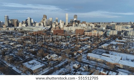 Aerial Downtown Denver Skyline Wintertime