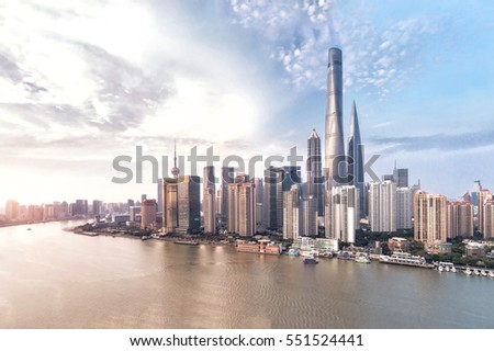 Shanghai skyline and cityscape Royalty-Free Stock Photo #551524441