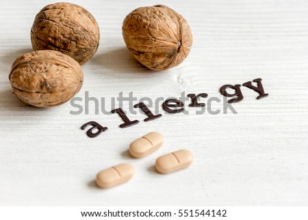 concept food allergies on white background