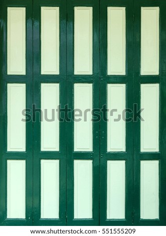 Antique green colored door, retro wood door