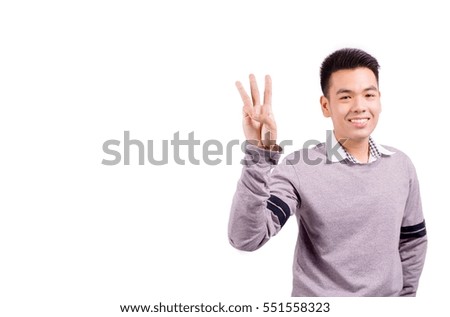 Three fingers symbol by a man