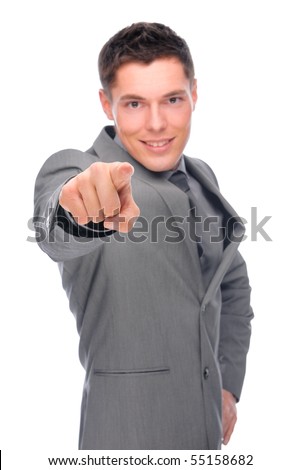 Full isolated studio picture from a young businessman