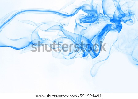 Blue smoke on white background Royalty-Free Stock Photo #551591491