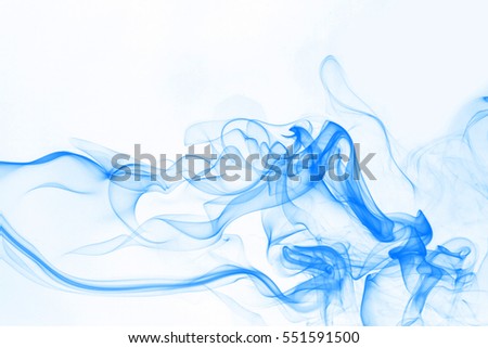 Blue smoke on white background Royalty-Free Stock Photo #551591500