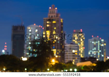 City blurred bokeh lights night view, abstract background
