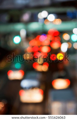 Abstract blurry bokeh lights of traffic and car 