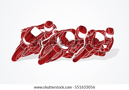 Motorcycles racing designed using red grunge brush graphic vector
