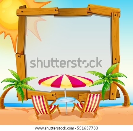 Frame template with beach in background illustration