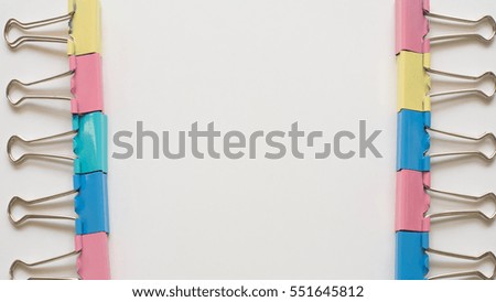 close up Paper Clip stack colorful