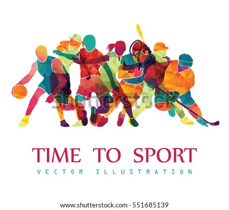 Color sport background. Football, basketball, hockey, box, golf, tennis. Vector illustration Royalty-Free Stock Photo #551685139