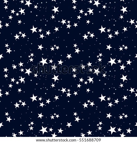 Seamless pattern with star in dark sky. 
