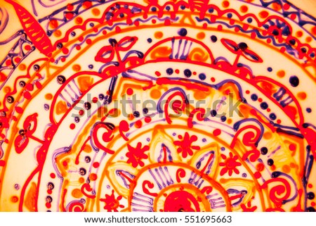 Hand drawn mandala background. Vintage  oriental decorative elements. Arabic, Indian, turkish, pakistan motifs. Art on ceramic