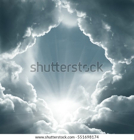 dark sky with sun and beautiful clouds