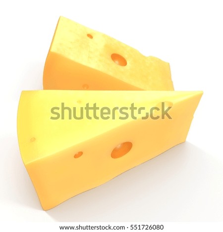 Swiss Cheese on White. 3D illustration