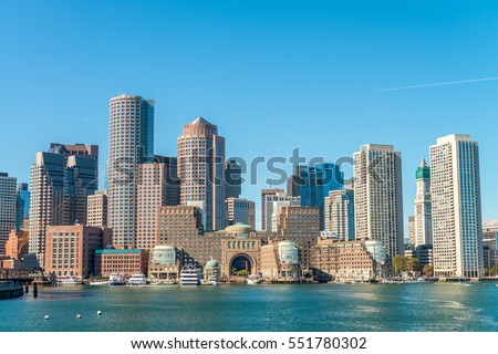 Boston skyline as seen from ferry.