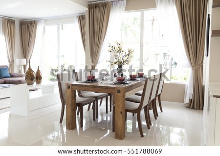 Modern dining room Royalty-Free Stock Photo #551788069