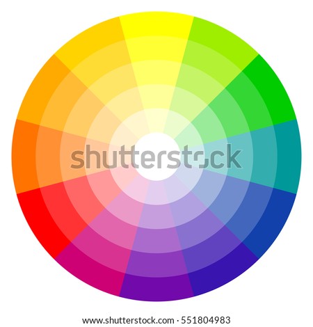 illustration of printing color wheel with twelve colors in gradations Royalty-Free Stock Photo #551804983