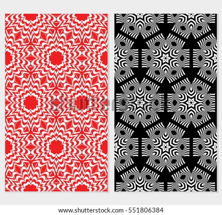 set of decorative floral seamless pattern. vector illustration. for invitation, greeting card, wallpaper, interior design. red, black background
