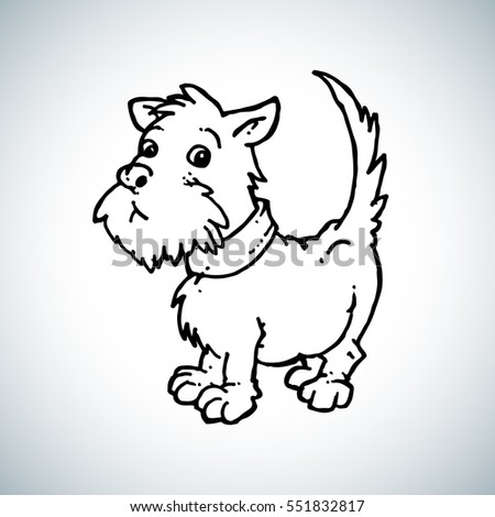 Cute little dog freehand drawing vector illustration