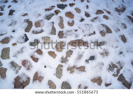 Beautiful background of rocks in the winter in Park city