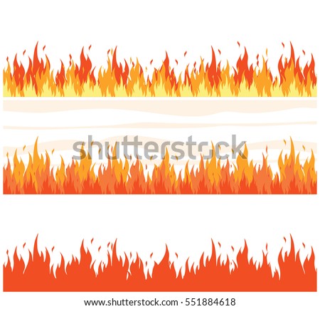 Fire flame background. Set of fire banner. Vector illustration.