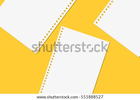 Blank Notebook paper or Notepad from spiral notebook with a black pencil. It has been isolated on yellow background.