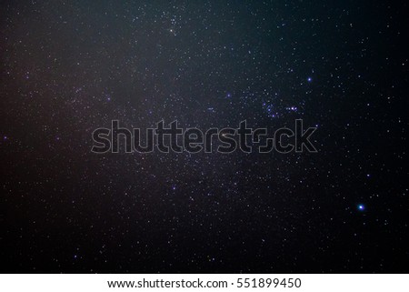 Shiny stars in a night sky, taken by long exposure shooting